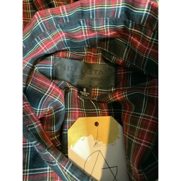Nili Lotan Red Tartan Plaid Collared Long Sleeve Shirt, Size Small - Picture 8 of 9